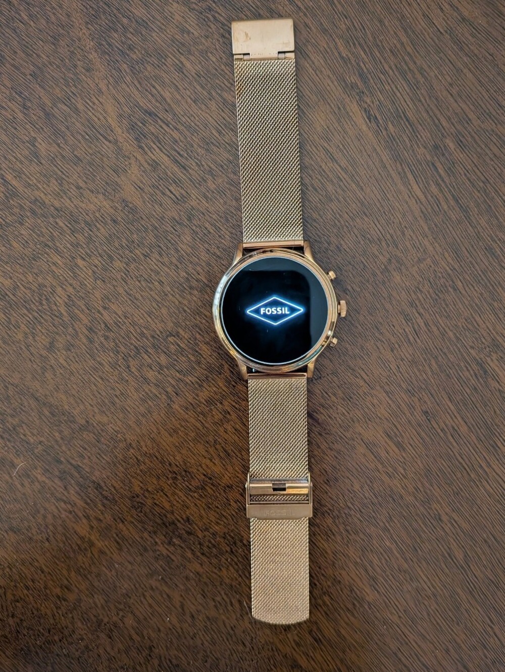 Fossil Julianna smartwatch rose gold-tone stainless steel mesh bracelet
